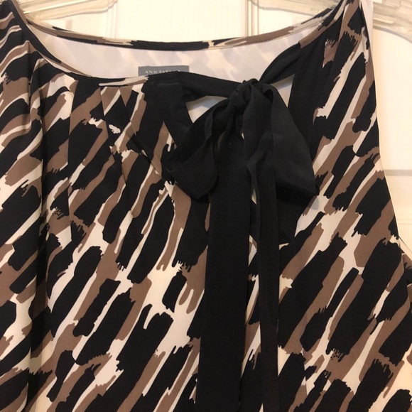 Ann Taylor 100% Silk Black Brown Pattern Sleveless Dress - Picture 5 of 9